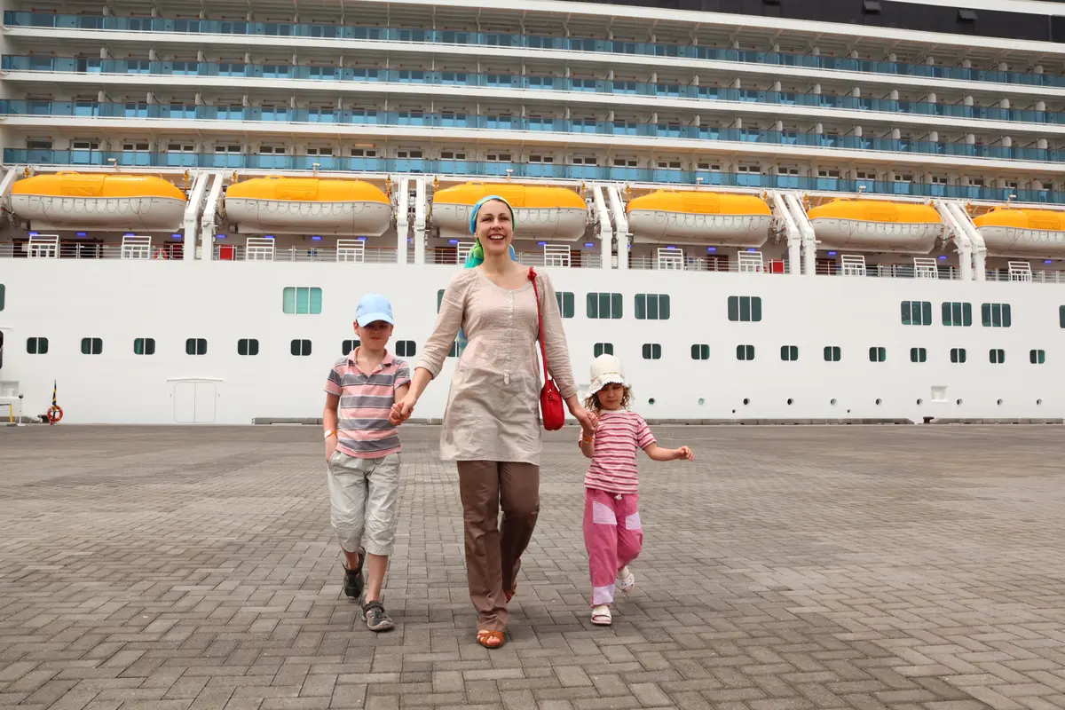 Family on pier