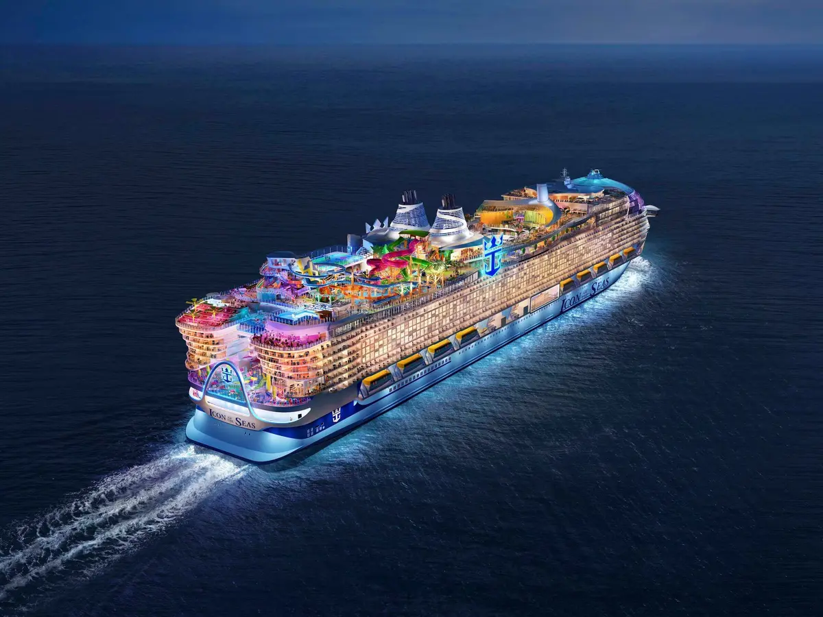 Icon of the Seas aerial at night concept art