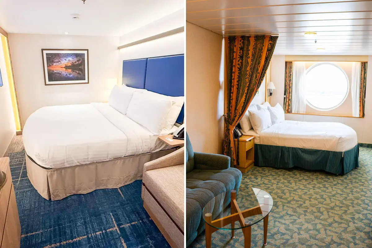 Inside cabin, left. Ocean-view, right