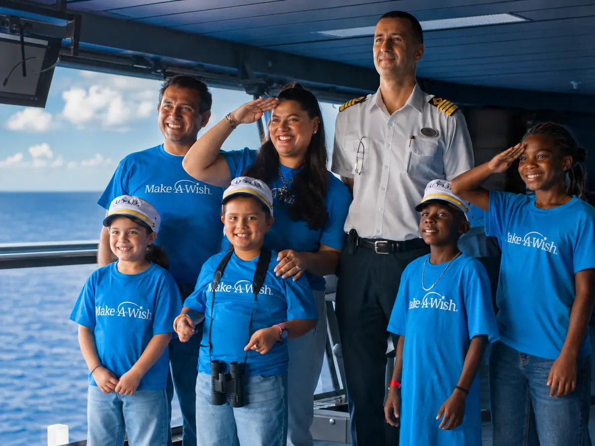 Family meeting the Captain