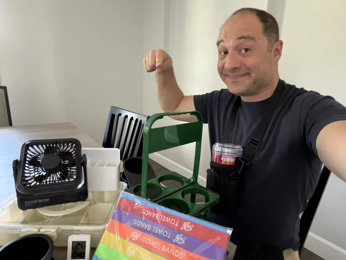 Matt with his amazon purchases