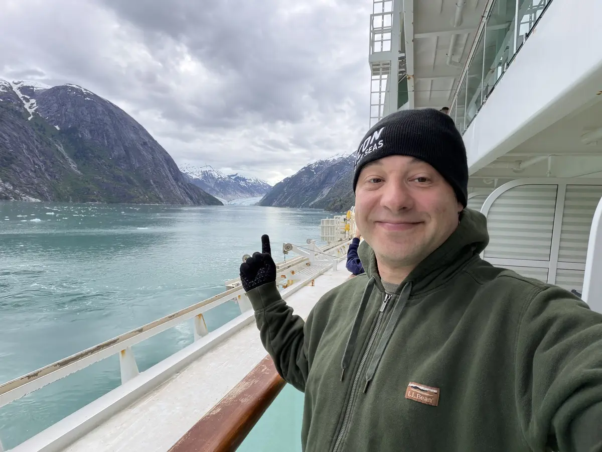 Matt with a view of Dawes Glacier