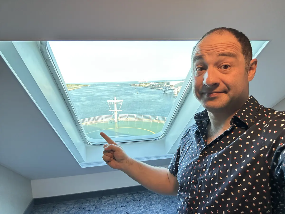 Matt in an oceanview cabin