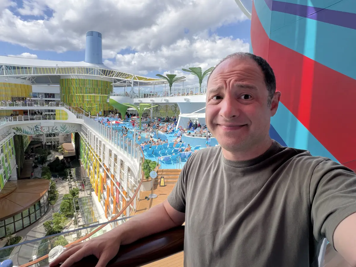Mat in front of a crowded pool