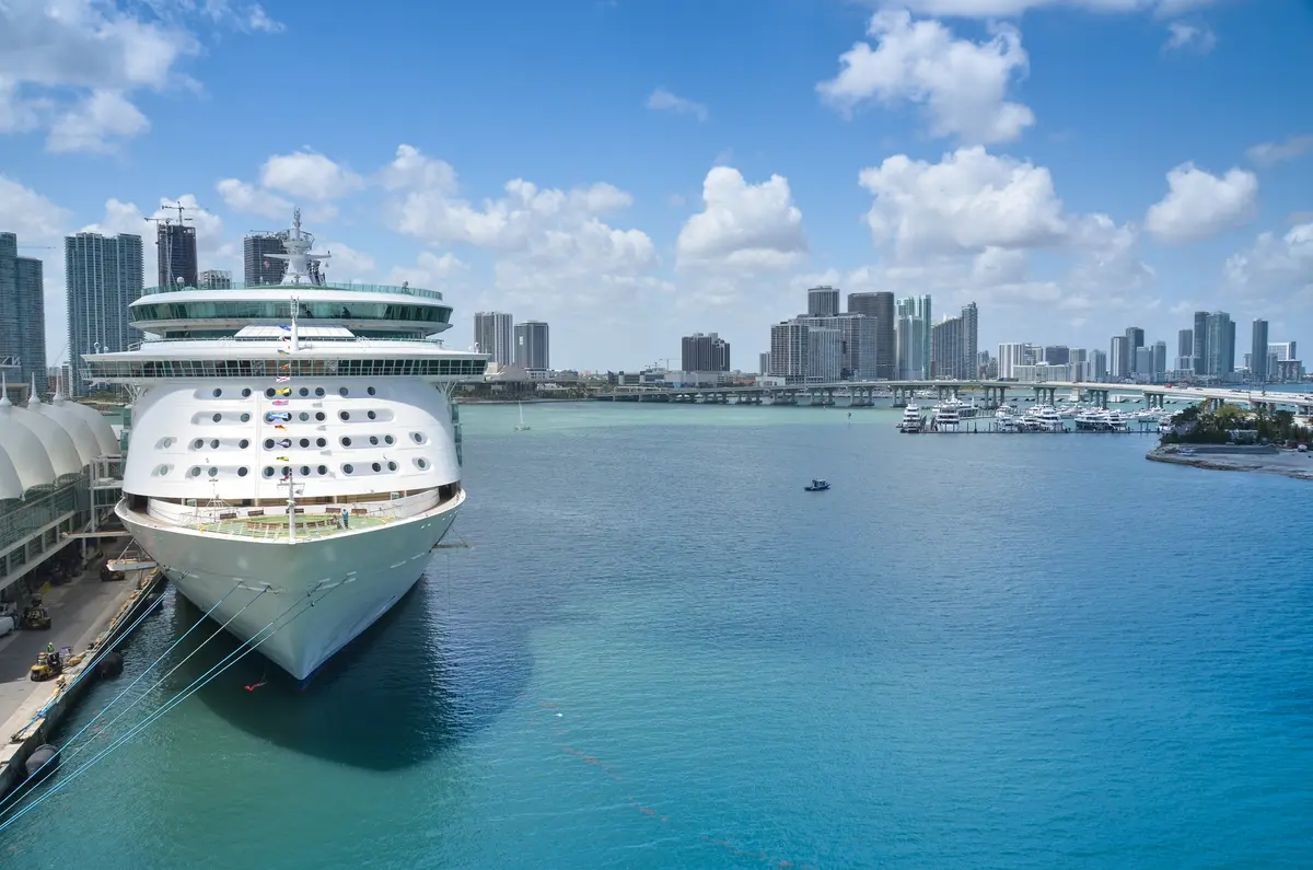 Cruise ship docked in Miami