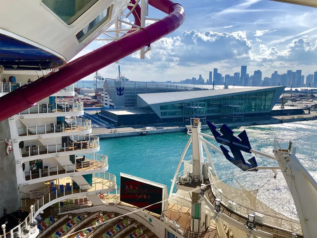 View of Miami terminal from cruise ship
