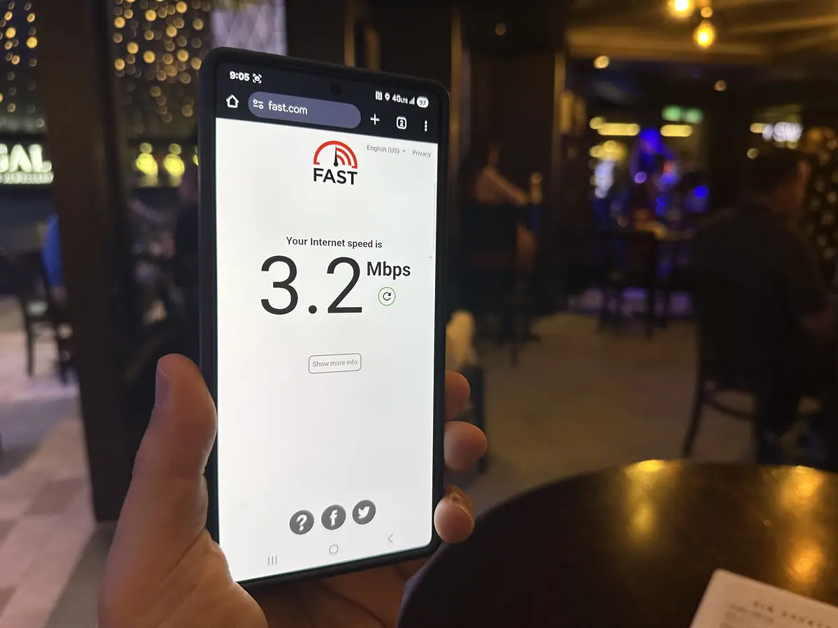 Phone with a speed test