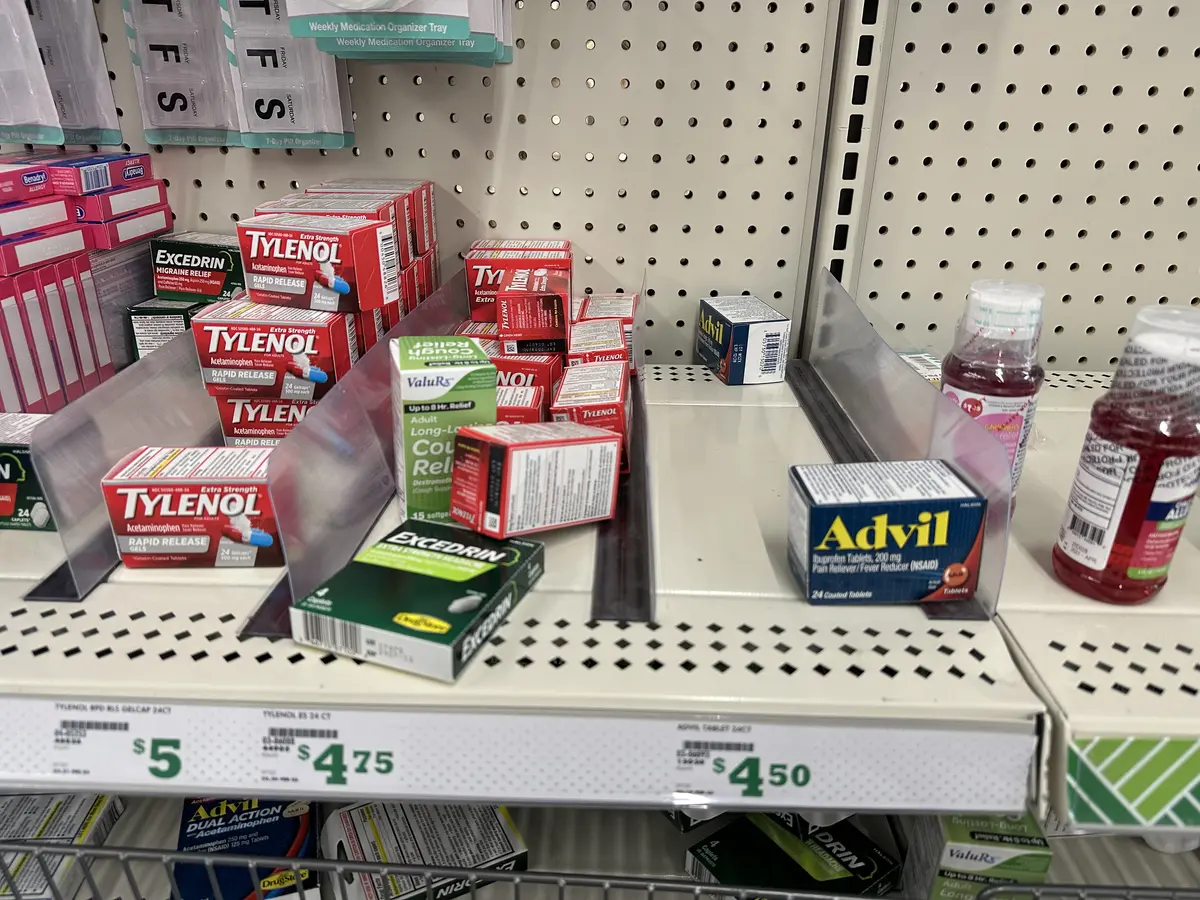 Medicine on shelves